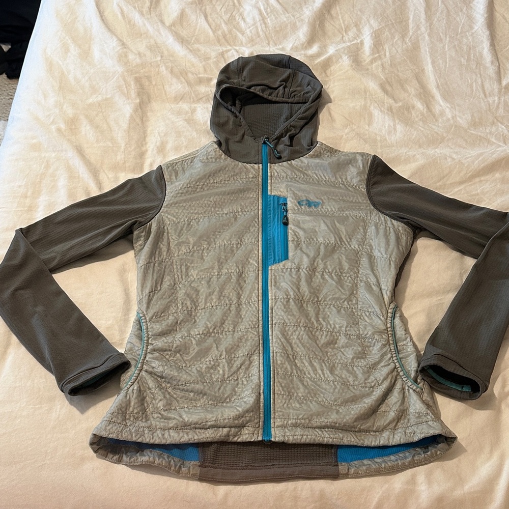 Outdoor Research. Gray and Blue Hooded Jacket